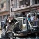 وقع انفجار سيارة بحي العباسية بمدينة حمص, سوريا  - أ ف ب