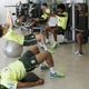 لاعبو المنتخب البرازيلي في تدريبات داخل القاعة الرياضية في 4 حزيران/يونيو 2014