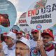 مواطنون أتراك خلال اعتصام رافض لعقوبات الولايات المتحدة- جيتي